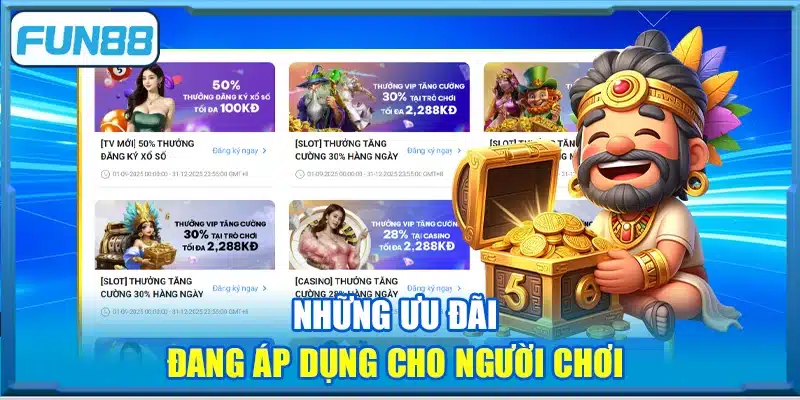Những ưu đãi đang áp dụng cho hội viên Fun88